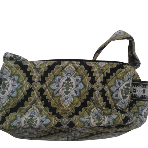 Vera Bradley Shoulder Bag Quilted Cotton Womens Handbag Green Black Boho Pattern - Picture 3 of 8